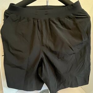 NWT Fox & Robin Unisex Black Athletic Shorts Lt Blue compression Sz S Workout